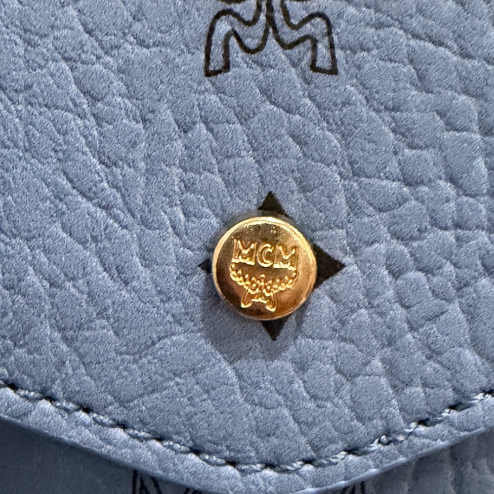 MCM Blue Monogram Clutch Crossbody (Novelty) + Heart extender and Keychain - NIB - Picture 7 of 10